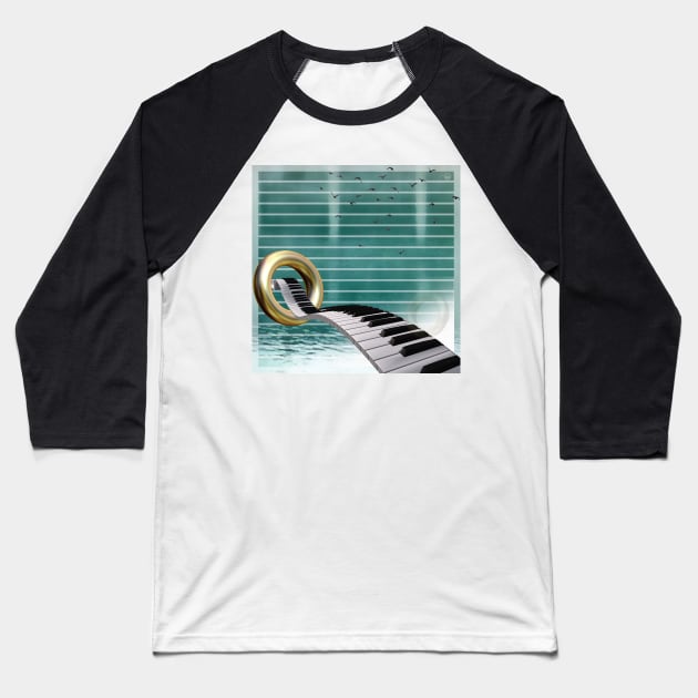 Piano/Ring Baseball T-Shirt by TVVIN_PINEZ_M4LL